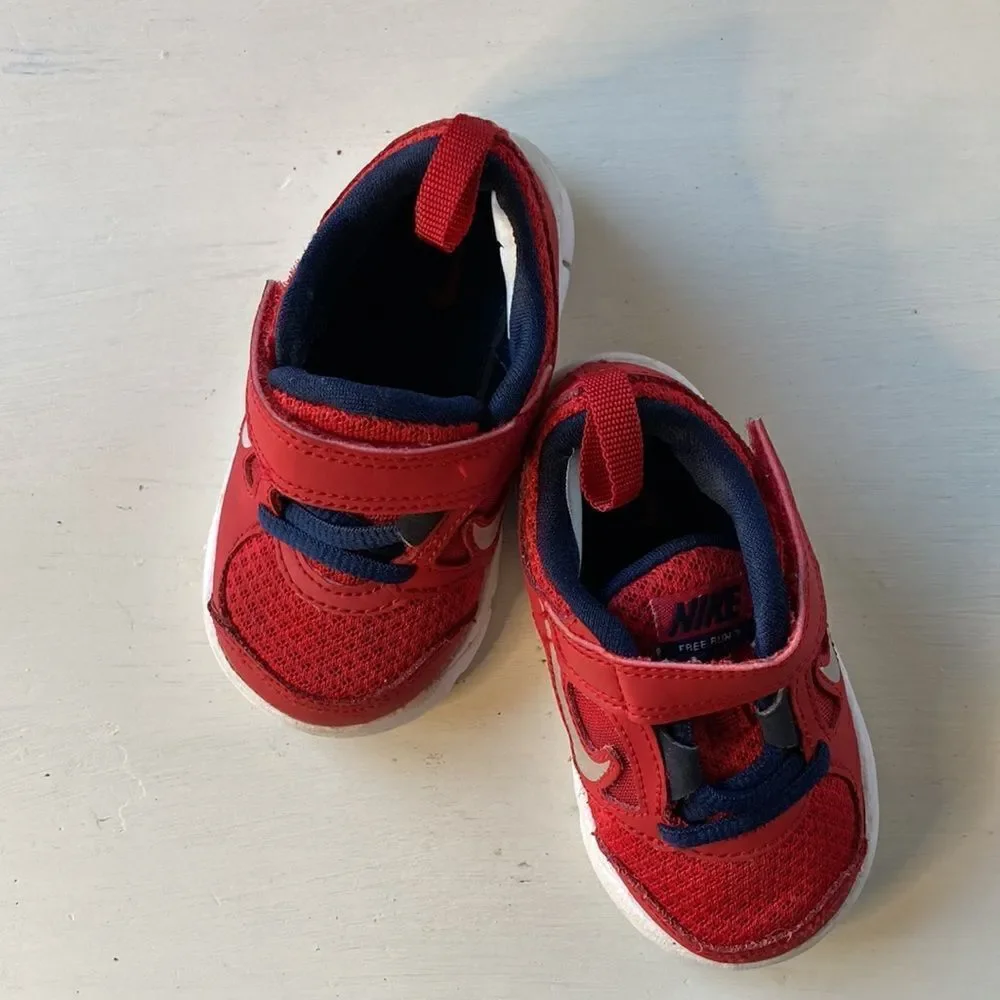 Nike Free Run 3 Slip On Red & Blue Sneakers Size 5C